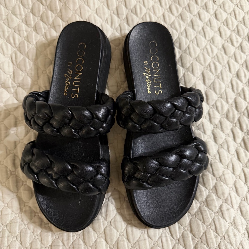 Coconuts by Matisse Black Double Braided Slide Sandals